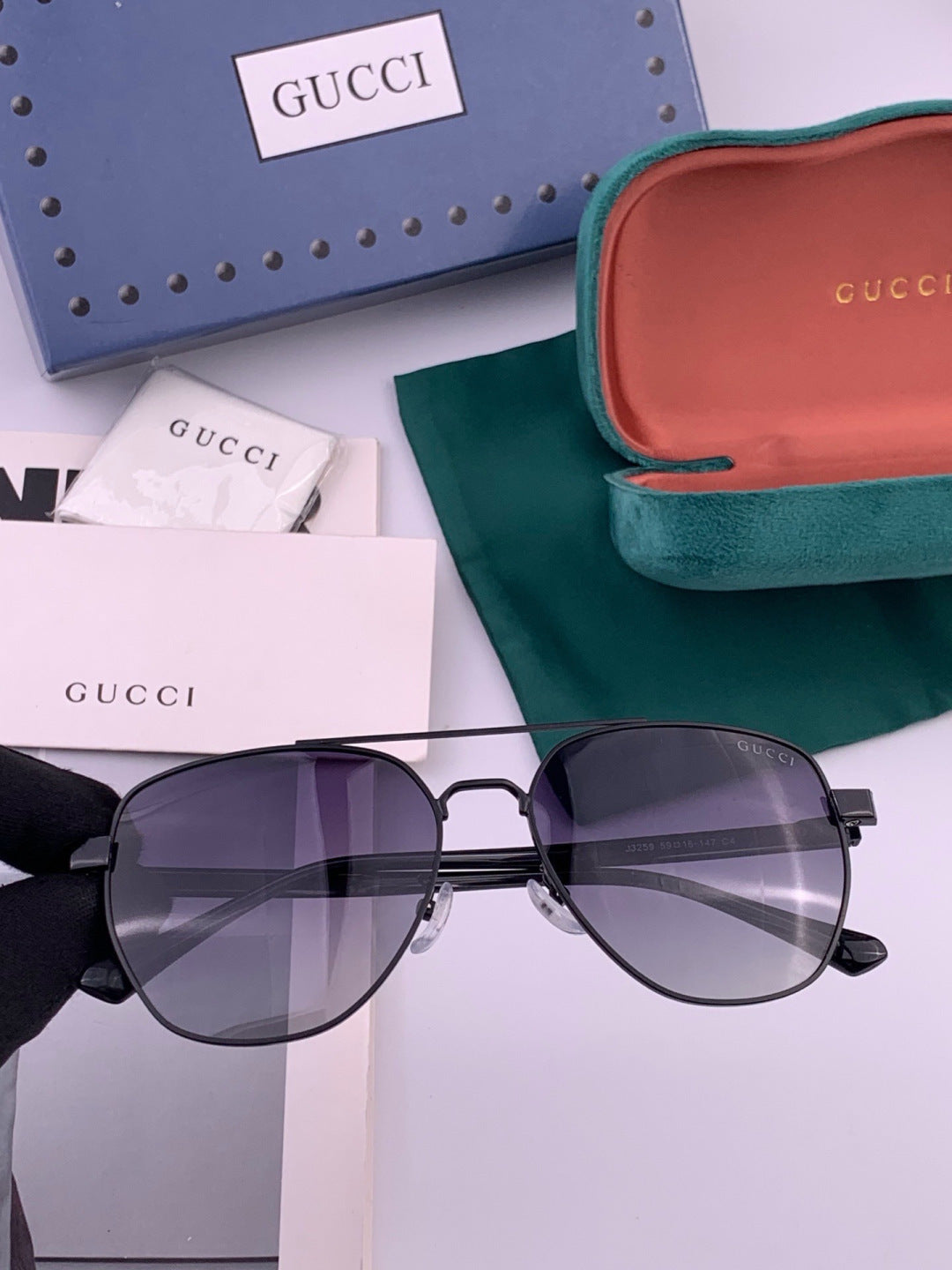 Gucci G9325 Polarized Aviator Black Lens Sunglasses for Men & Women - 357861