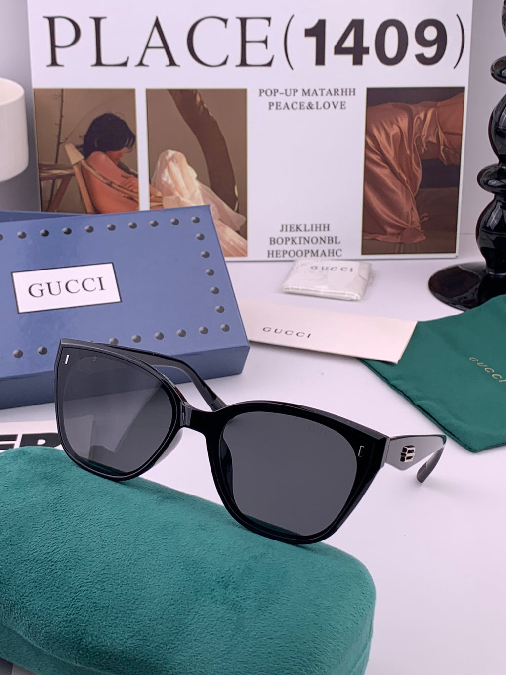 Gucci G9761 Polarized Square Black Lens Sunglasses for Men & Women - 357819
