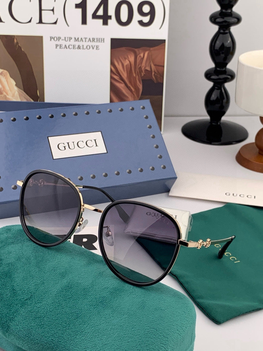 Gucci G2211 Round Red Lens Sunglasses for Men & Women - 357800