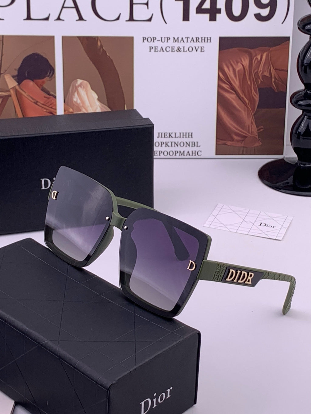 Dior CD2590 Polarized Square Black Lens Sunglasses for Women - 358228 - detail image 2