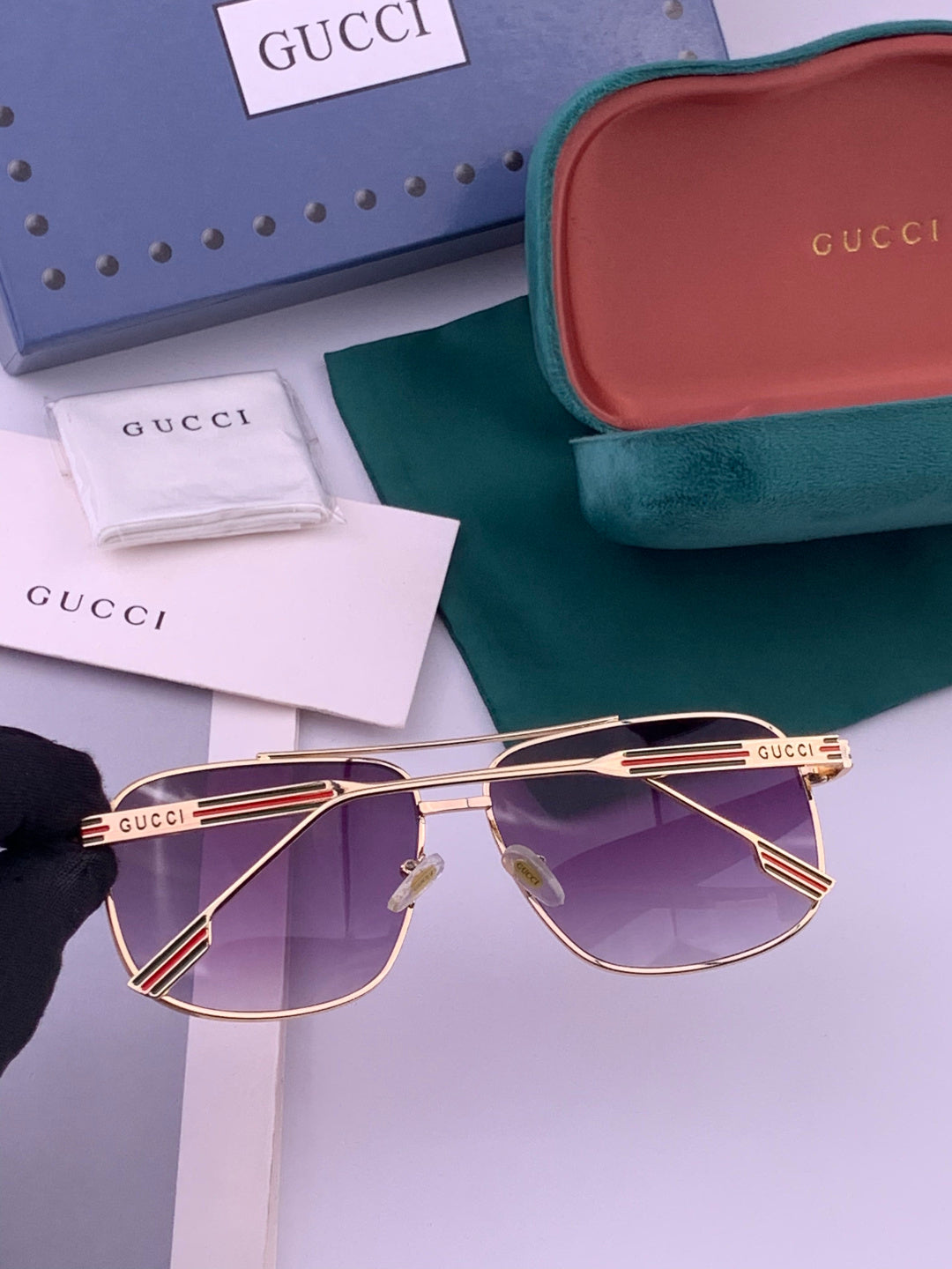 Gucci G0113 Aviator Gold Lens Sunglasses for Men & Women - 357783 - detail image 4