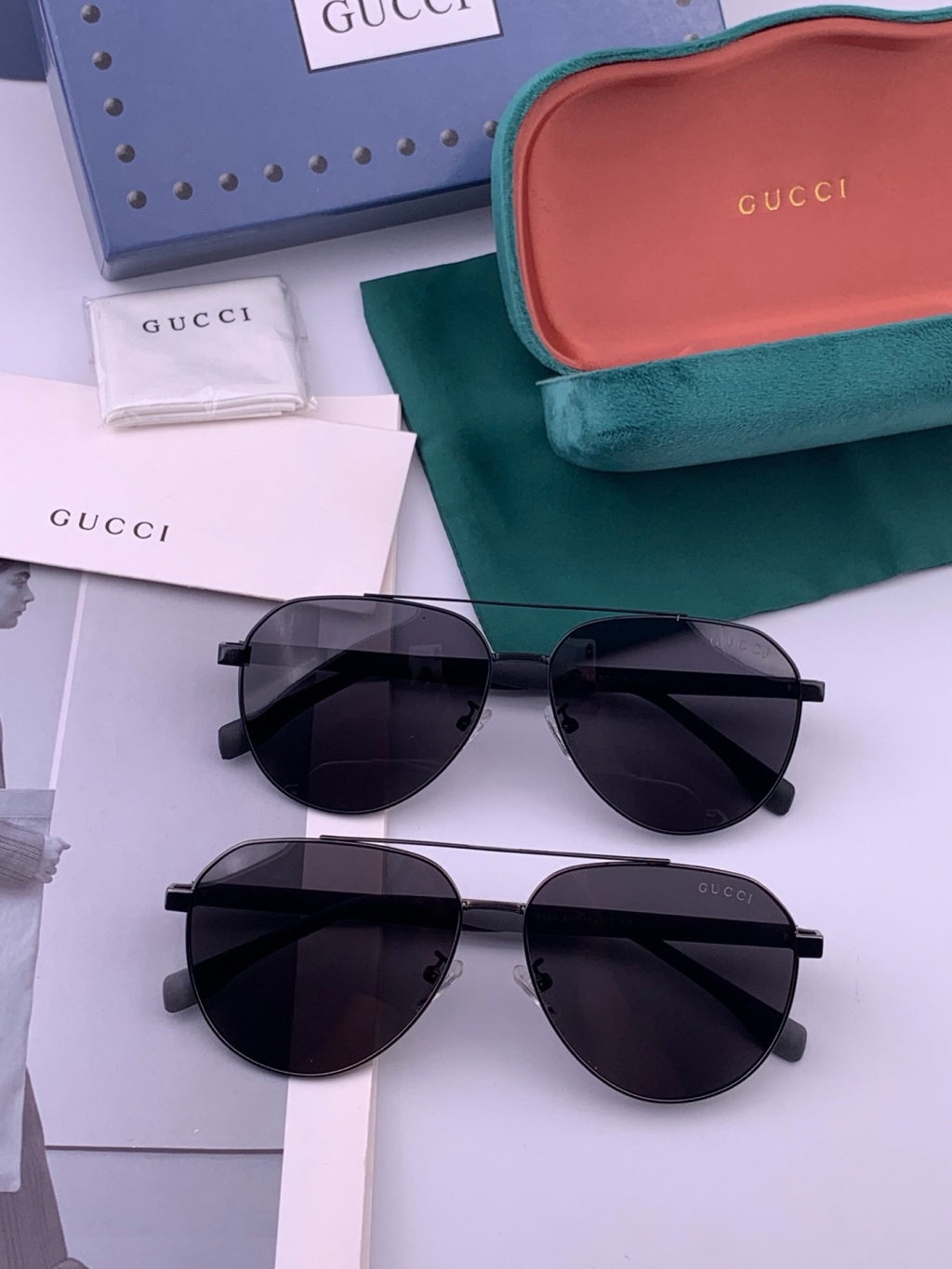 Gucci G8204 Polarized Aviator Black Lens Sunglasses for Men & Women - detail image 7