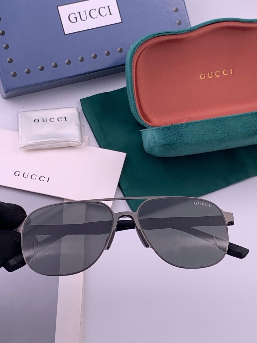 Gucci G2807 Polarized Aviator Black Lens Sunglasses for Men - 371623