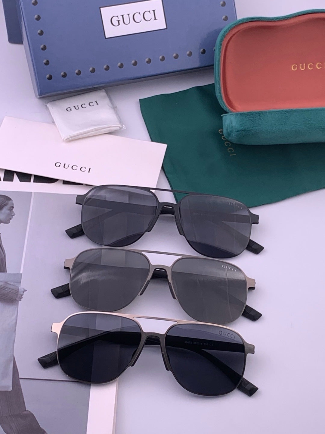 Gucci G2807 Polarized Aviator Black Lens Sunglasses for Men - 371625 - detail image 8