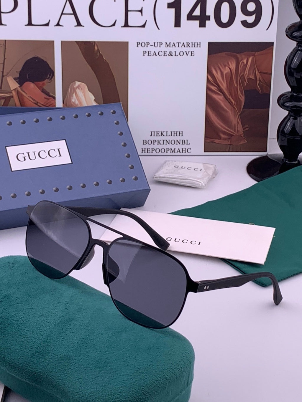 Gucci G2807 Polarized Aviator Black Lens Sunglasses for Men - 371625 - detail image 2