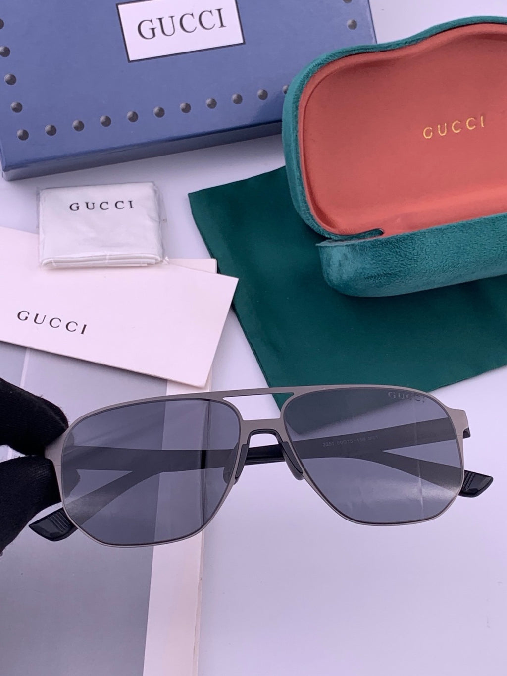 Gucci G1225 Polarized Aviator Brown Lens Sunglasses for Men - 371626