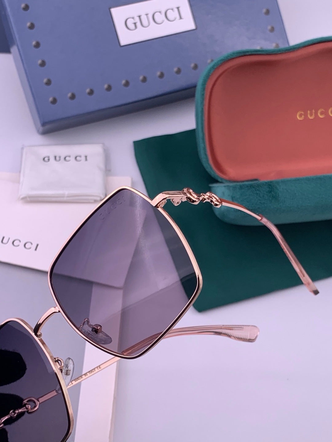 Gucci G5225 Square Brown Lens Sunglasses for Men & Women - 371580 - detail image 3