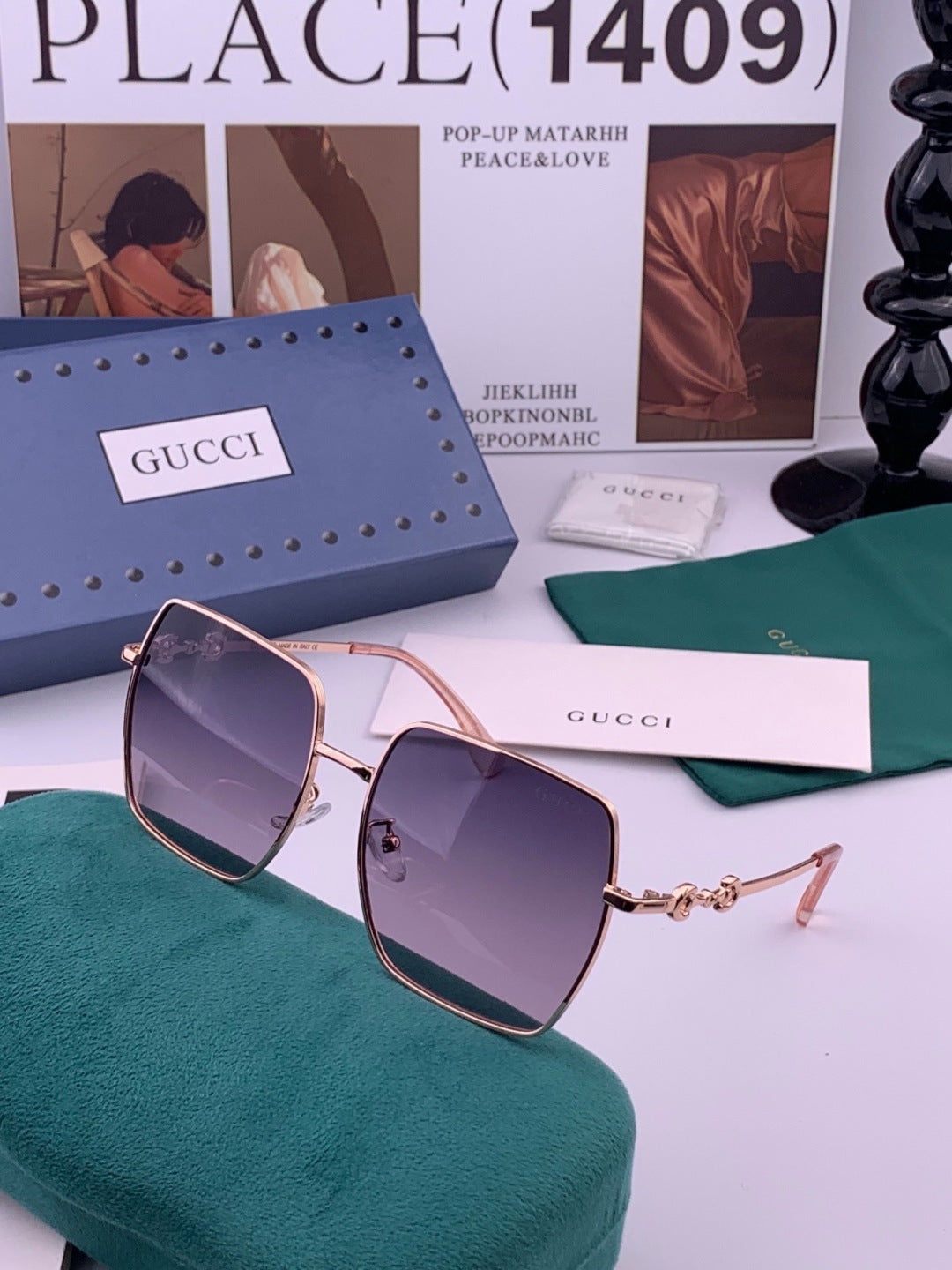 Gucci G5225 Square Brown Lens Sunglasses for Men & Women - 371580 - detail image 2
