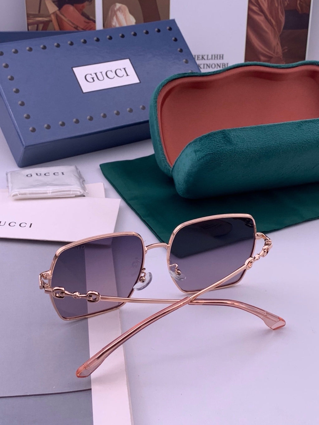 Gucci G5225 Square Brown Lens Sunglasses for Men & Women - 371580 - detail image 7