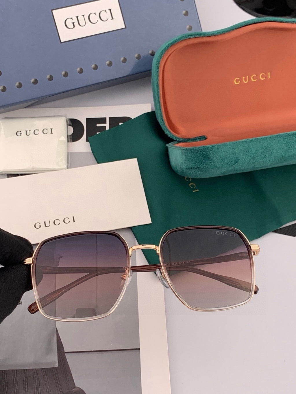 Gucci G1323 Polarized Square Black Lens Sunglasses for Men & Women - 371581