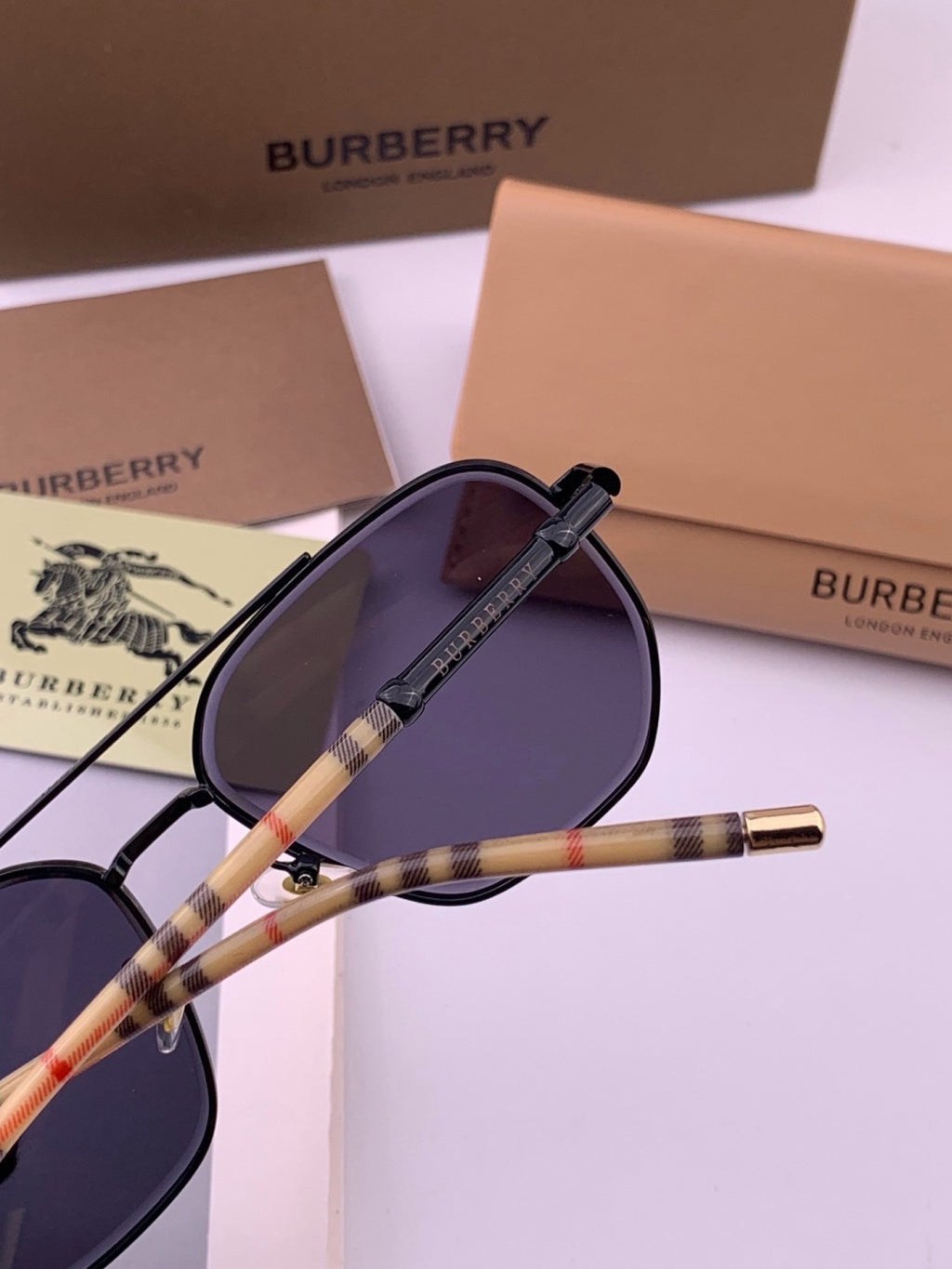 Burberry B938 Aviator Blue Lens Sunglasses for Men - 372313 - detail image 6