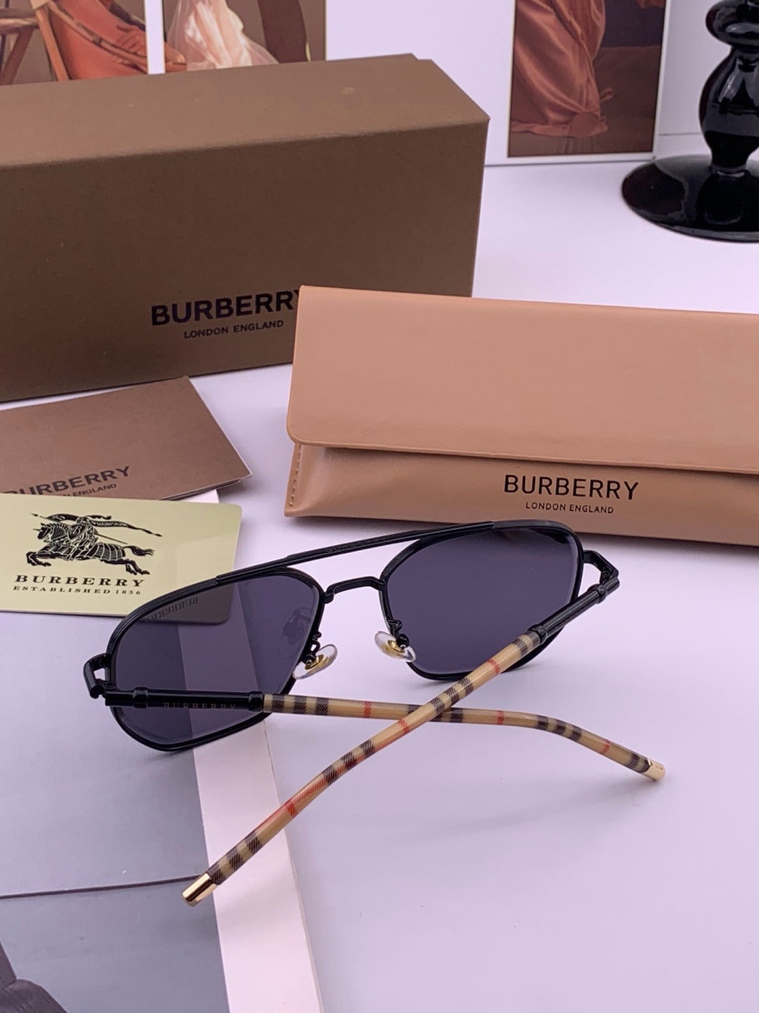 Burberry B938 Aviator Blue Lens Sunglasses for Men - 372313 - detail image 7