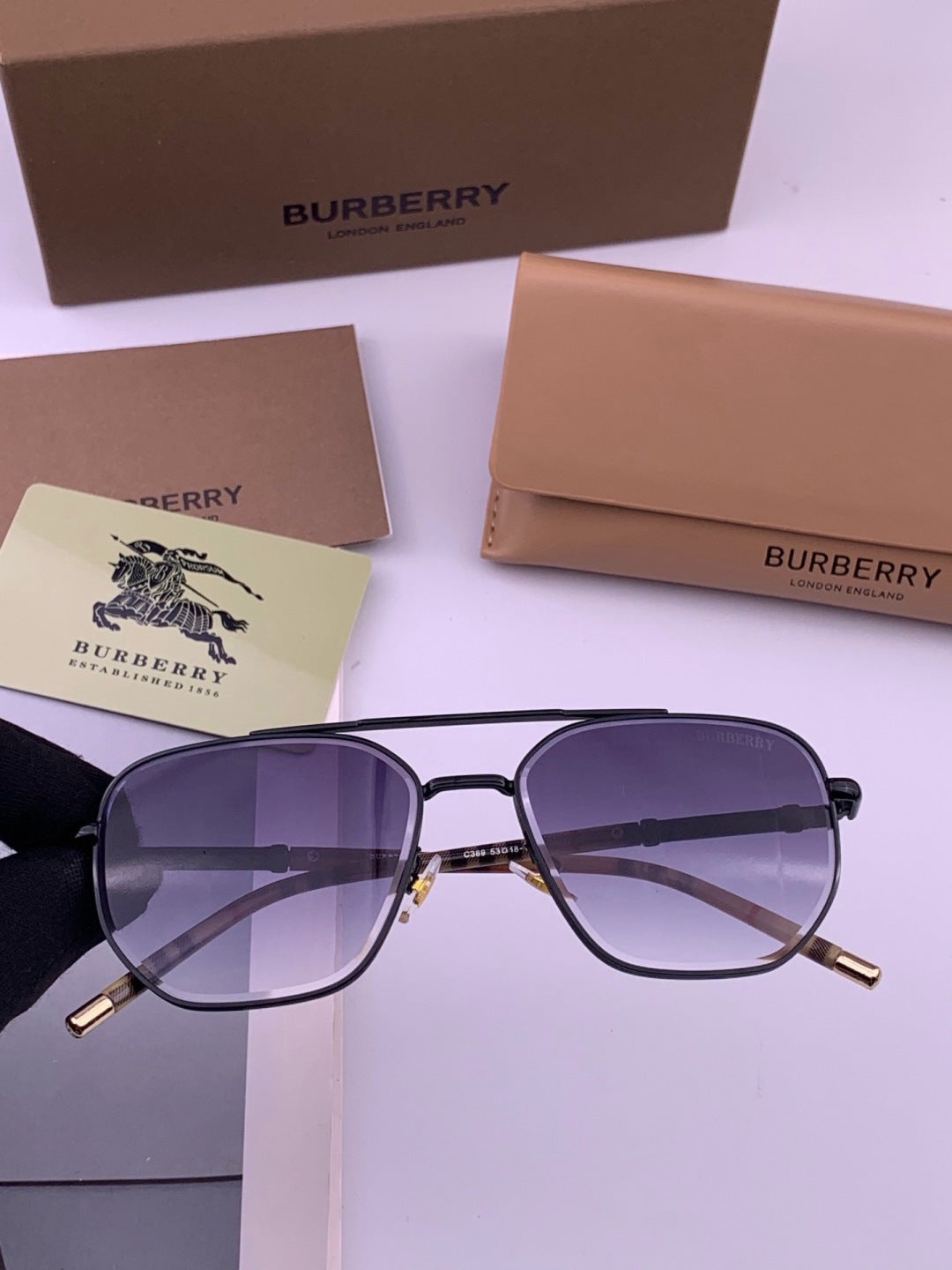 Burberry B938 Aviator Purple Lens Sunglasses for Men - 372314