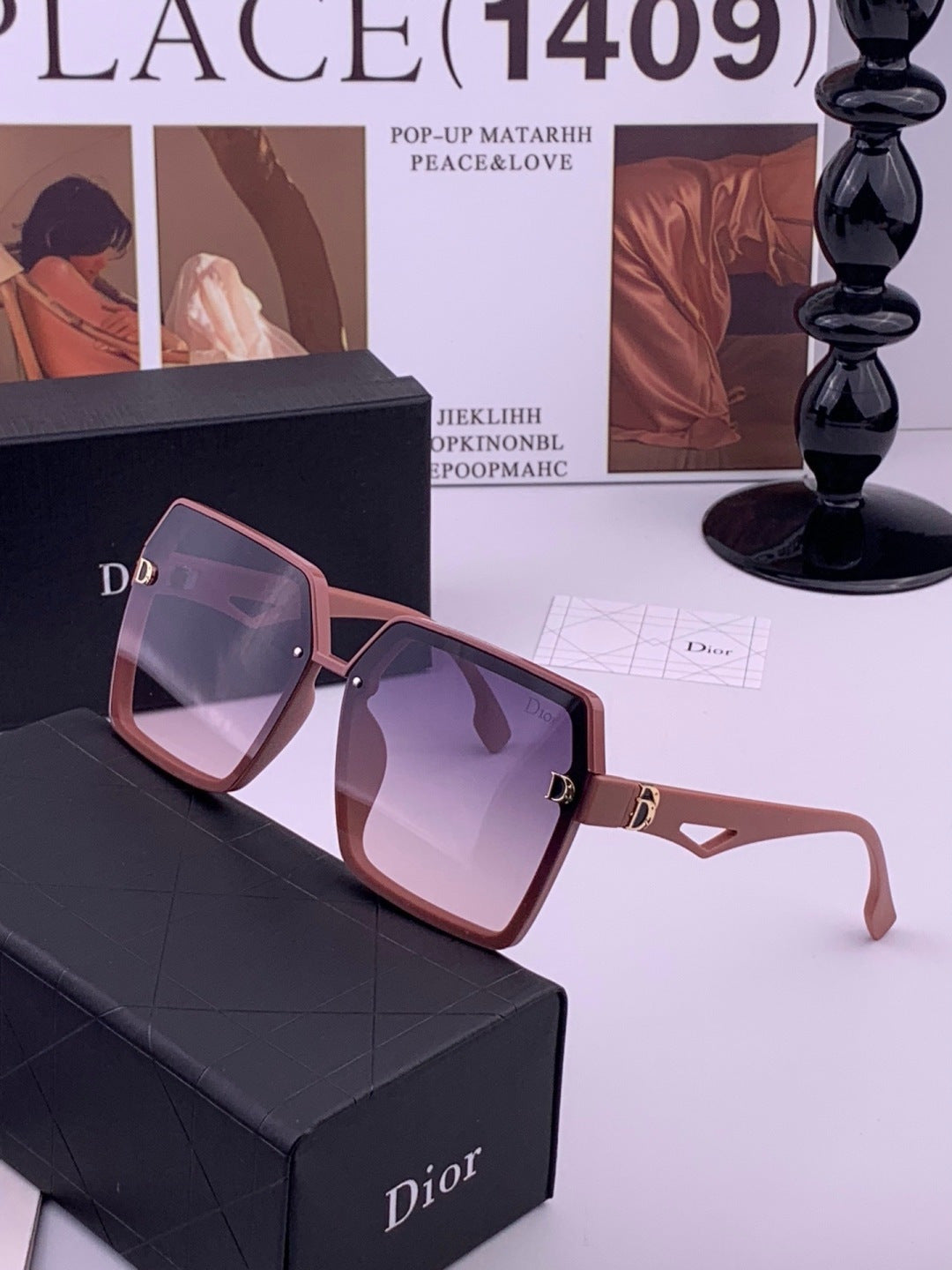 Dior CD092 Polarized Square Red Lens Sunglasses for Women - 371885