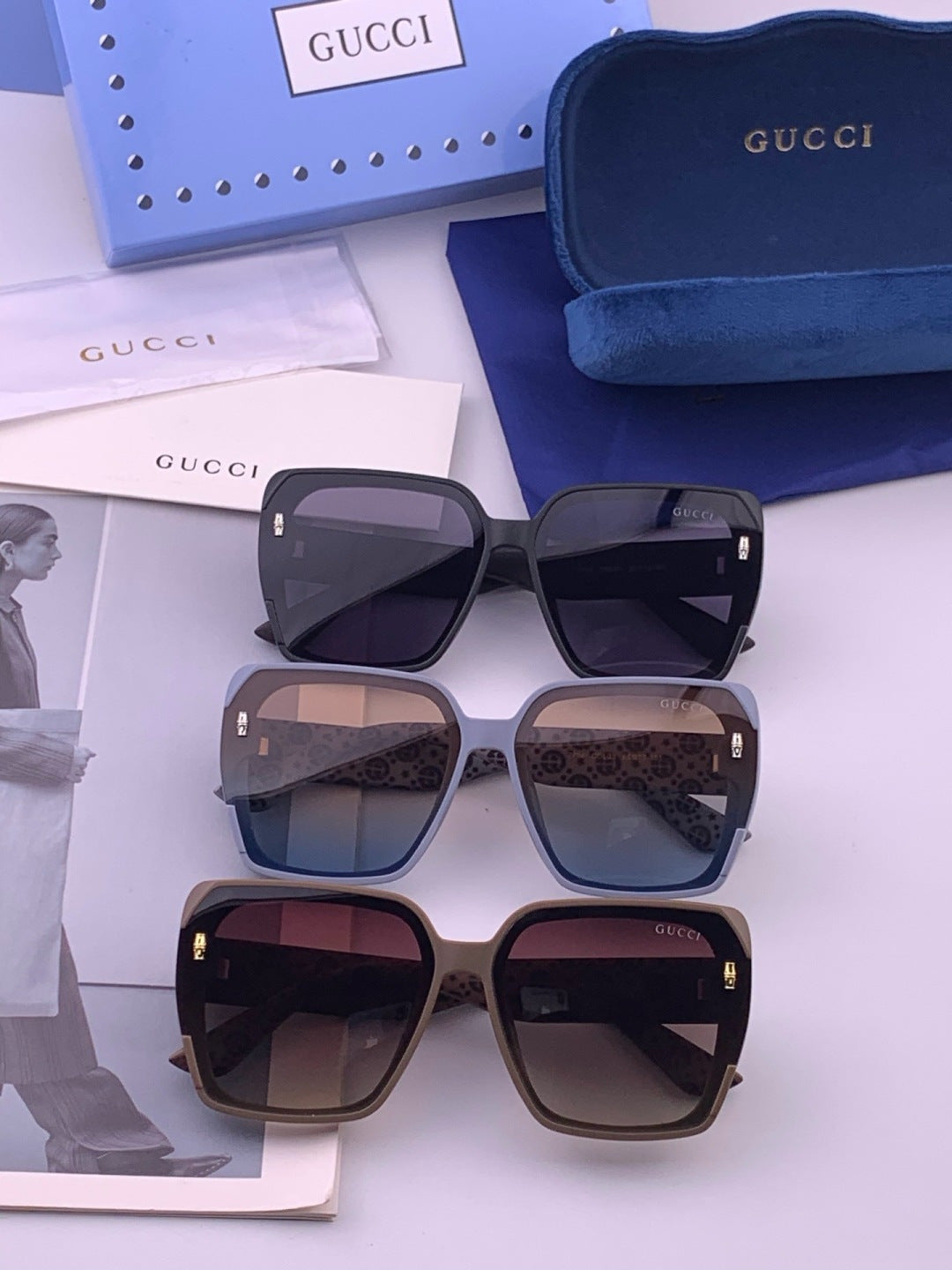 Gucci G4771 Polarized Square Gold Lens Sunglasses for Women - detail image 7