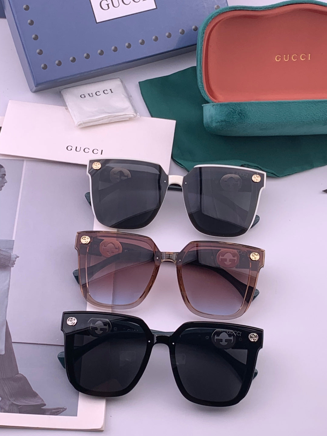 Gucci G1620 Square Brown Lens Sunglasses for Men & Women - detail image 7