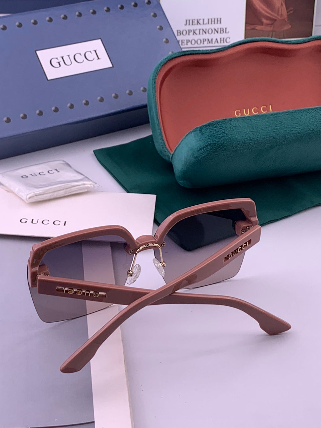 Gucci 2592 Polarized Square Gold Lens Sunglasses for Men & Women - 371541 - detail image 6