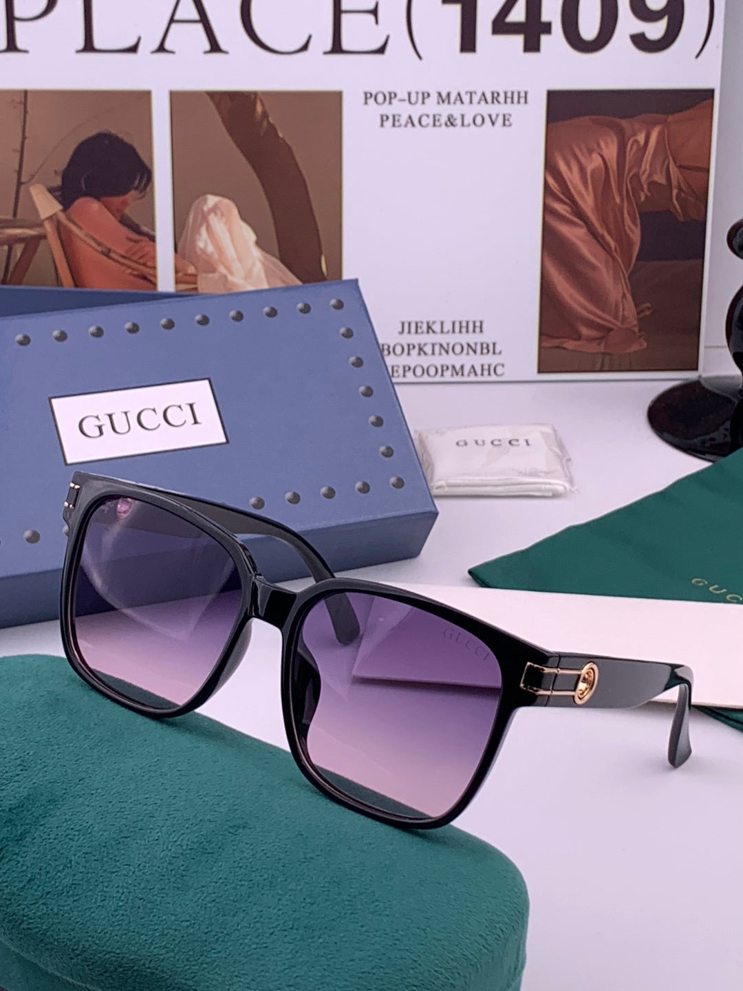 Gucci G1106 Metal Square Brown Lens Sunglasses for Men & Women - 371544 - detail image 2