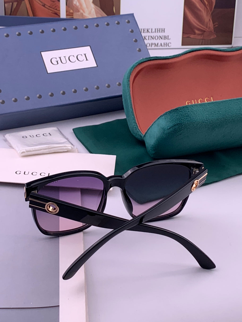 Gucci G1106 Metal Square Brown Lens Sunglasses for Men & Women - 371544 - detail image 7