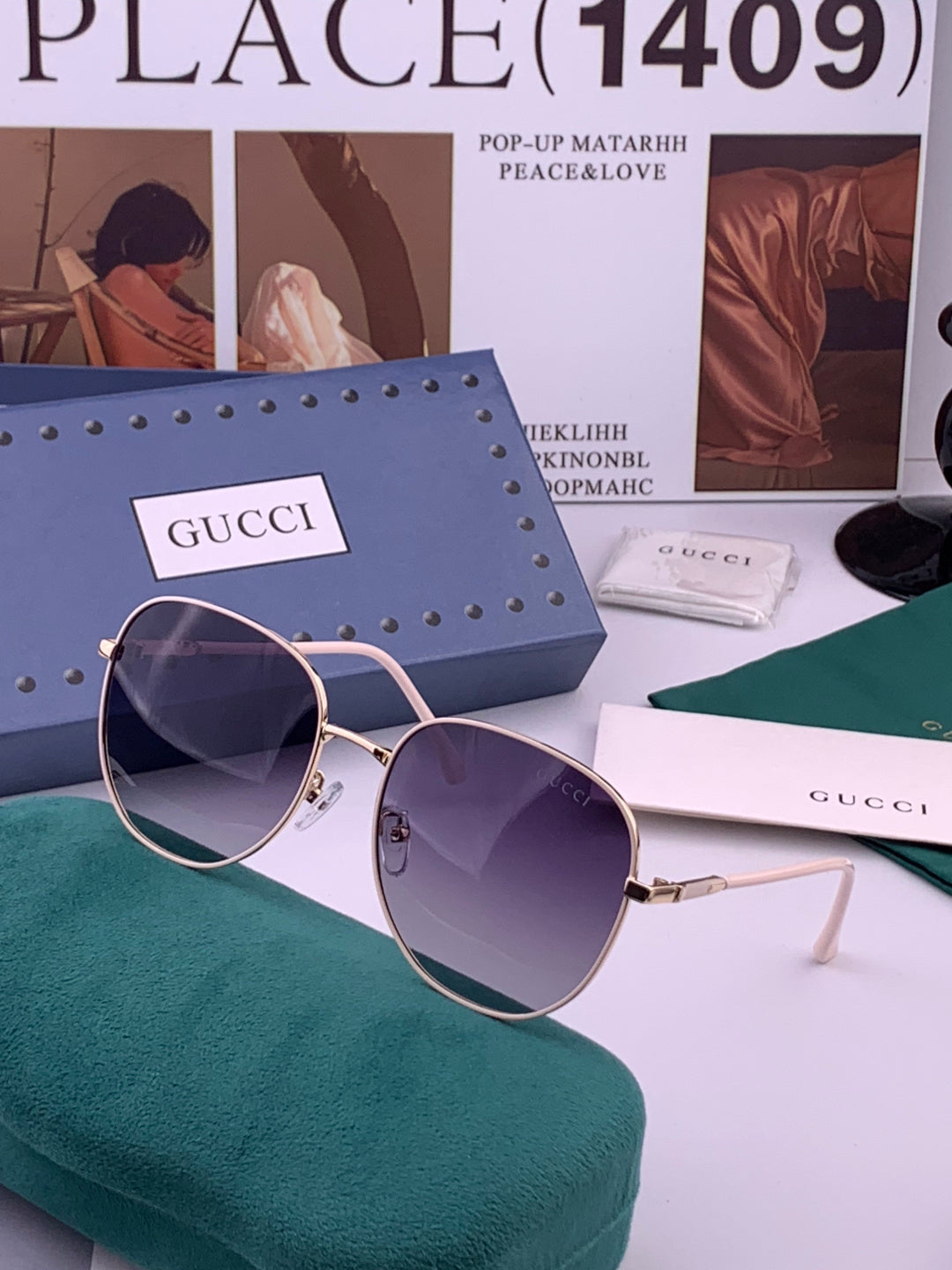 Gucci G5822 Polarized Oversized Gold Lens Sunglasses for Men & Women - 371547 - detail image 2
