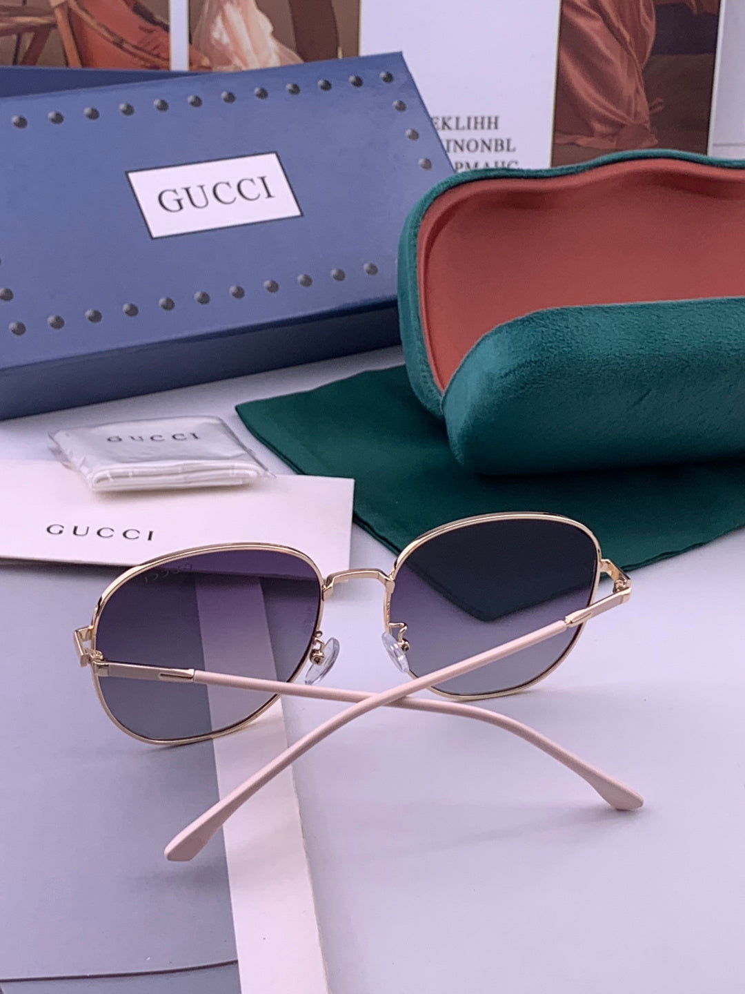 Gucci G5822 Polarized Oversized Gold Lens Sunglasses for Men & Women - 371547 - detail image 6