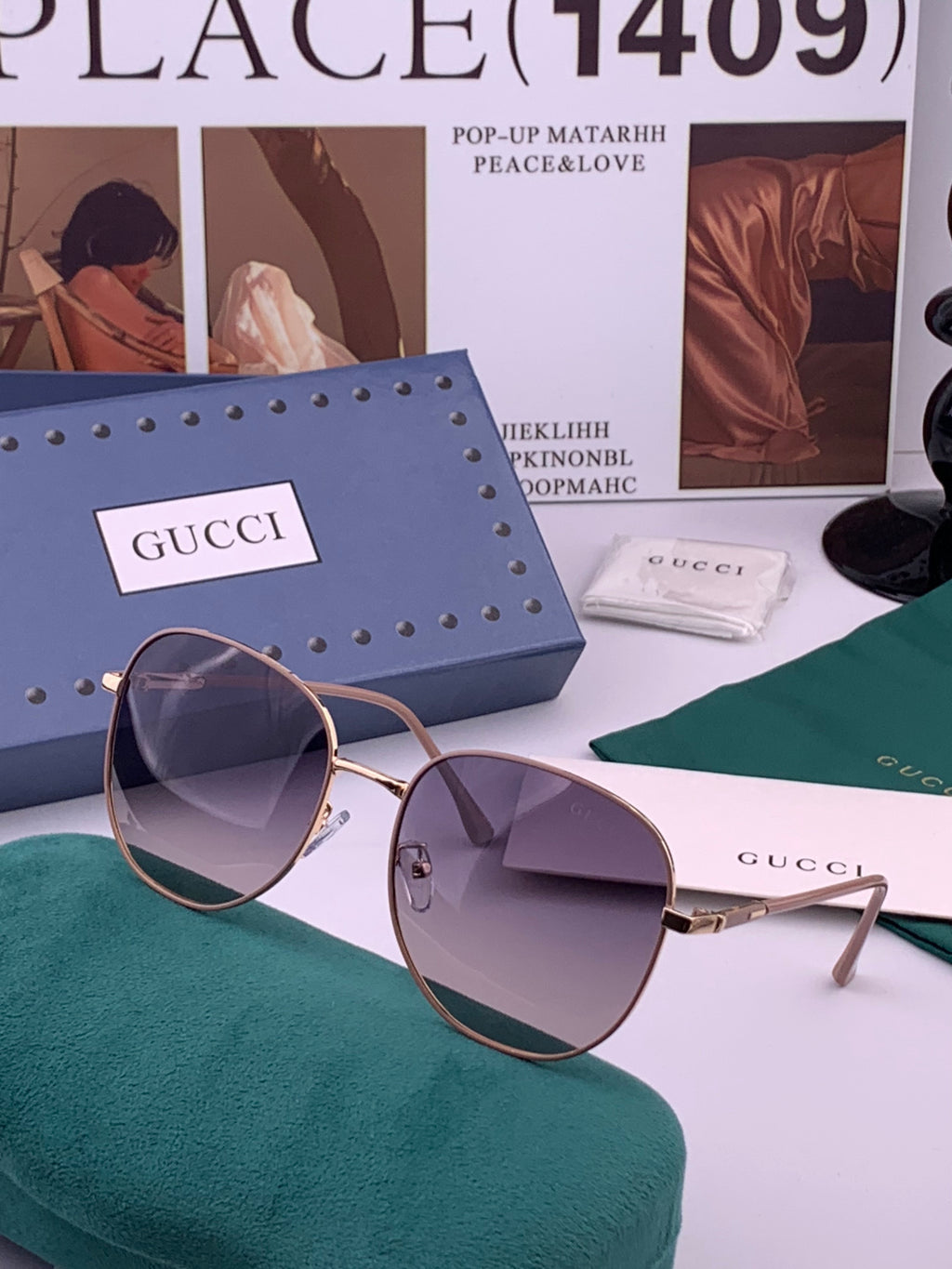 Gucci G5822 Polarized Oversized Gold Lens Sunglasses for Men & Women - 371549 - detail image 2