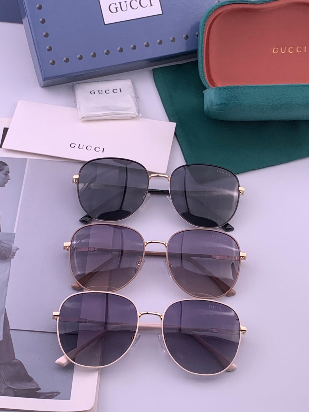 Gucci G5822 Polarized Oversized Gold Lens Sunglasses for Men & Women - 371549 - detail image 7