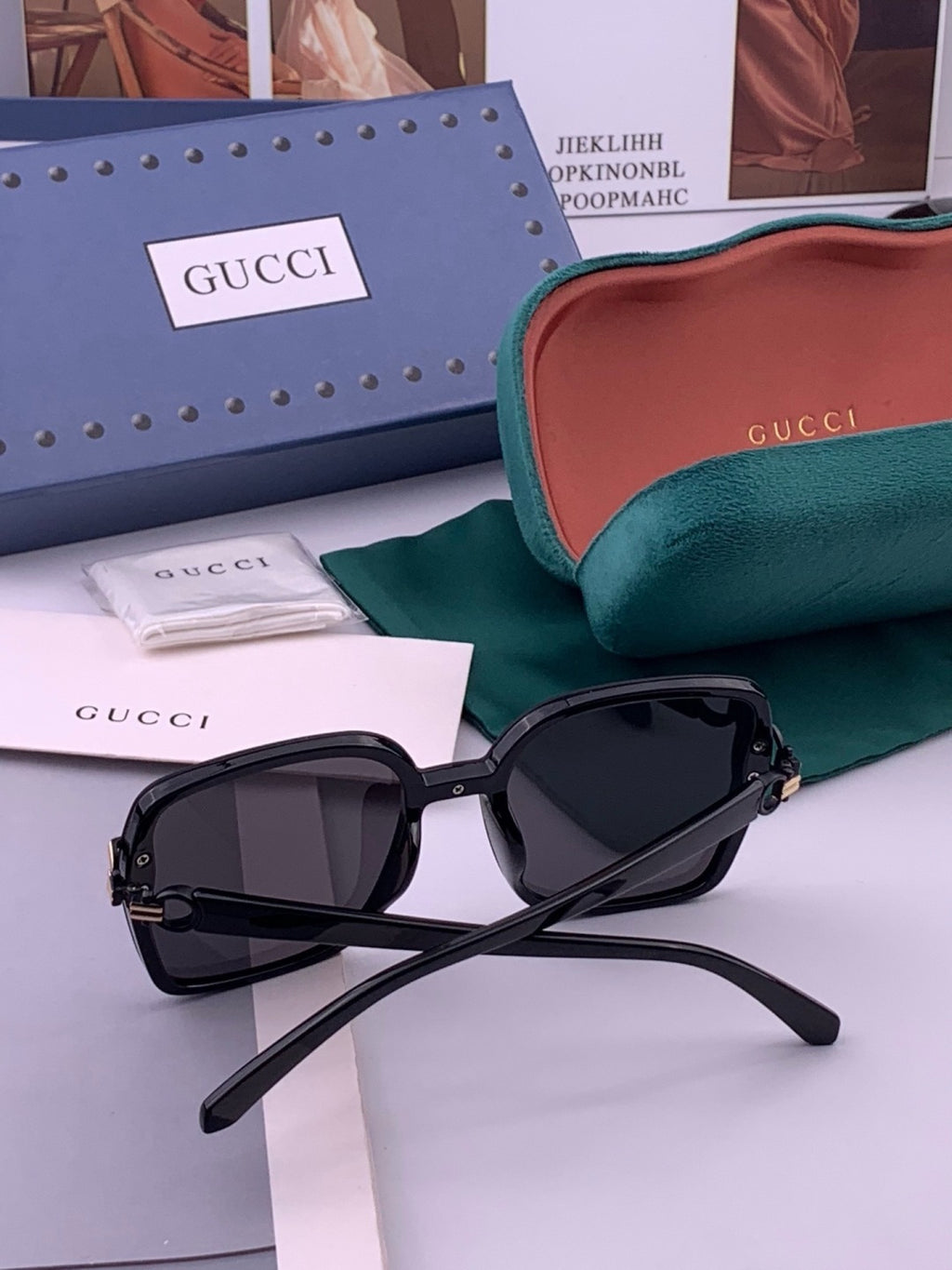Gucci G9223 Polarized Square Black Lens Sunglasses for Men & Women - 371522 - detail image 6