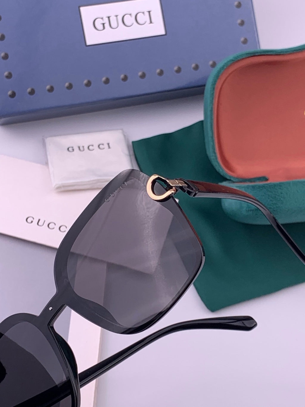 Gucci G9223 Polarized Square Black Lens Sunglasses for Men & Women - 371522 - detail image 7