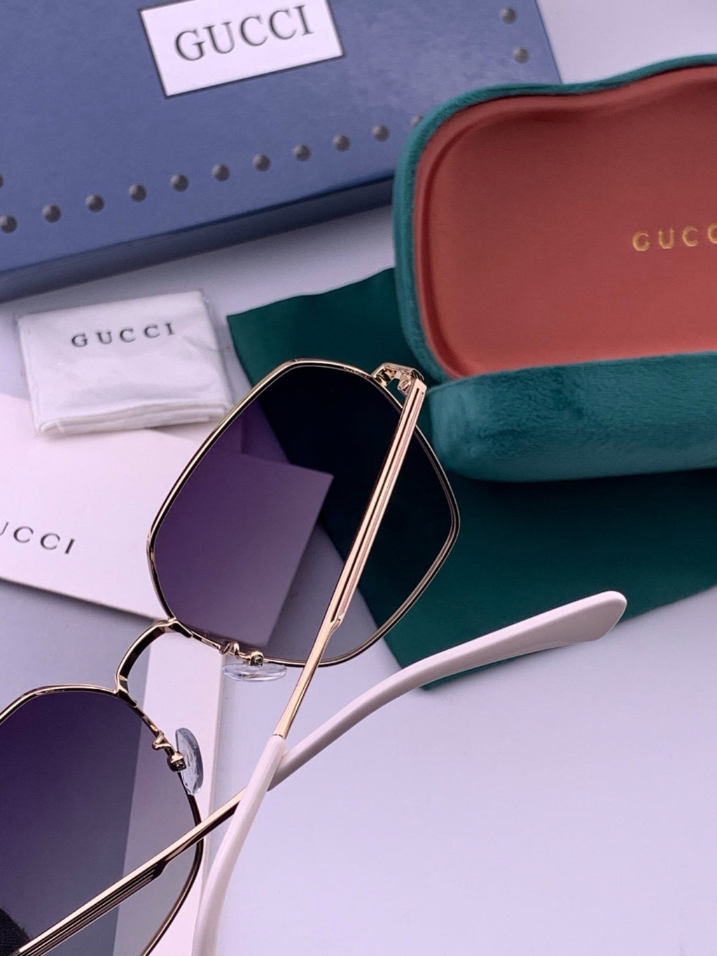 Gucci G5826 Metal Square Black Lens Sunglasses for Men & Women - 371519 - detail image 5