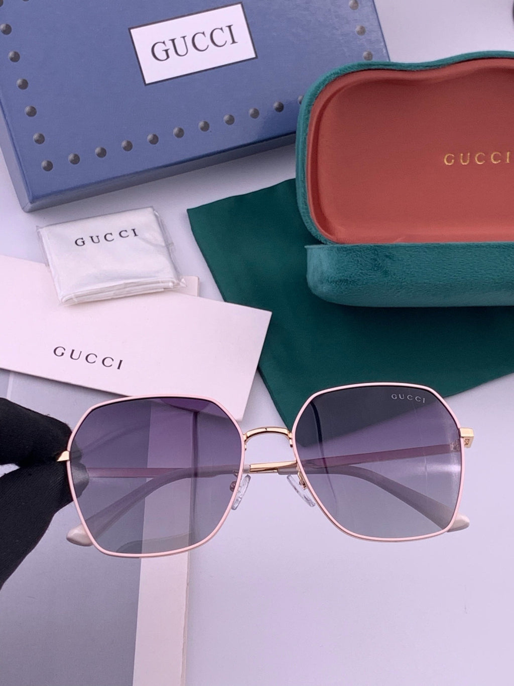 Gucci G5826 Metal Square Black Lens Sunglasses for Men & Women - 371519