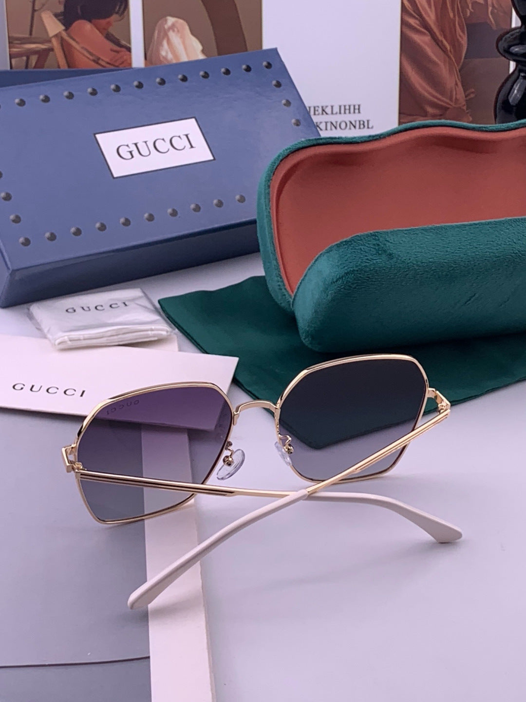 Gucci G5826 Metal Square Black Lens Sunglasses for Men & Women - 371519 - detail image 6