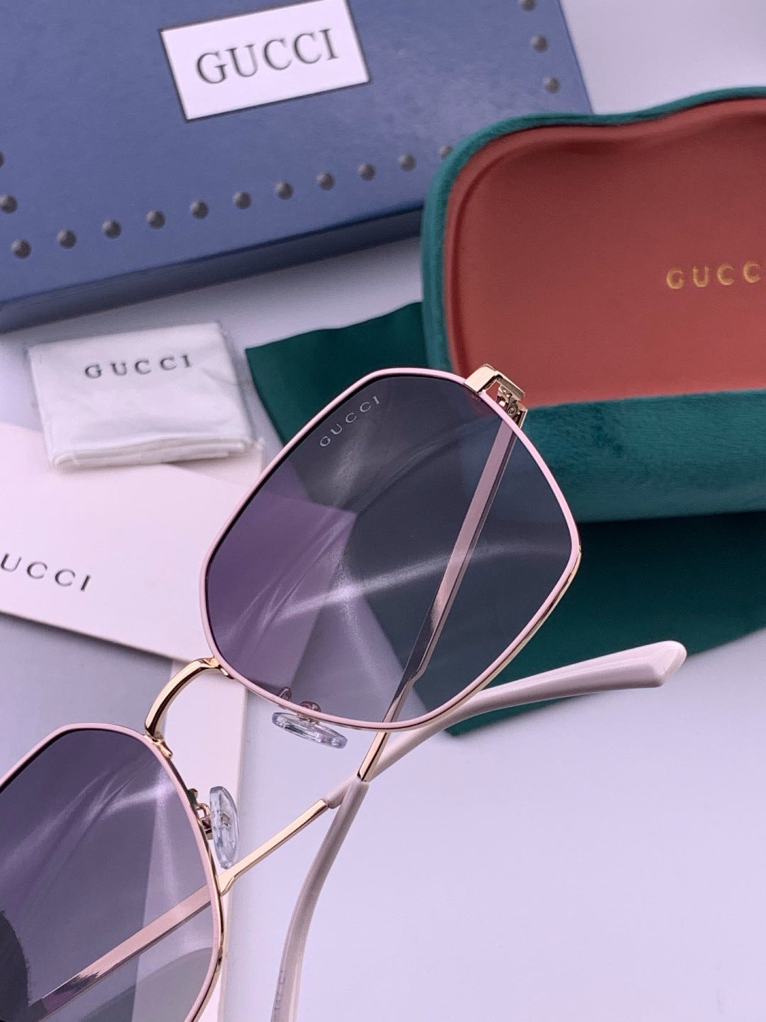 Gucci G5826 Metal Square Black Lens Sunglasses for Men & Women - 371519 - detail image 7