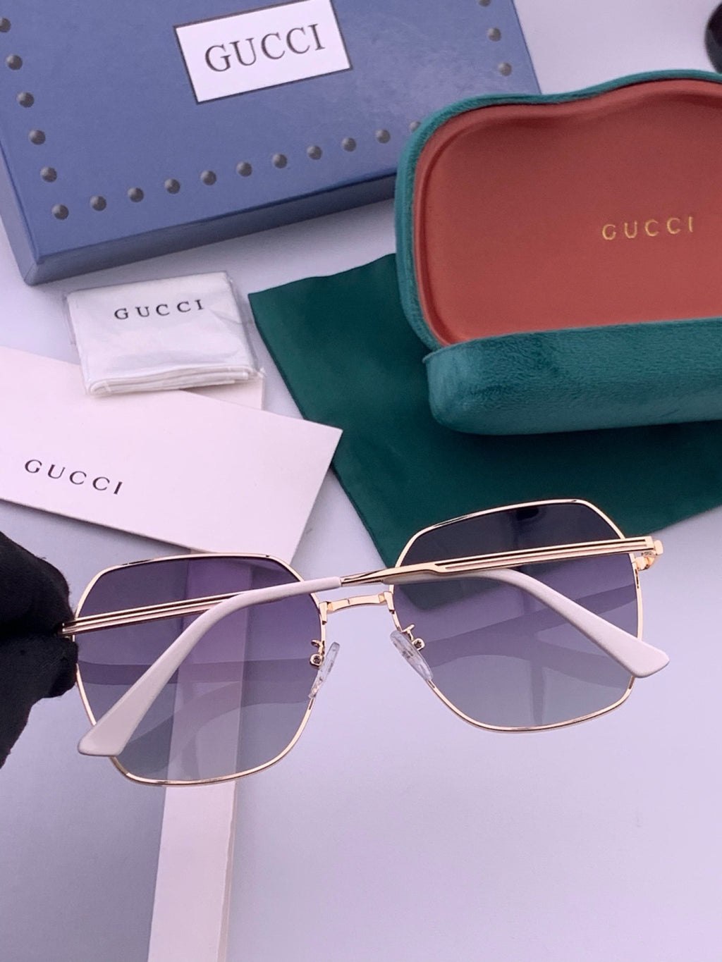 Gucci G5826 Metal Square Black Lens Sunglasses for Men & Women - 371519 - detail image 4