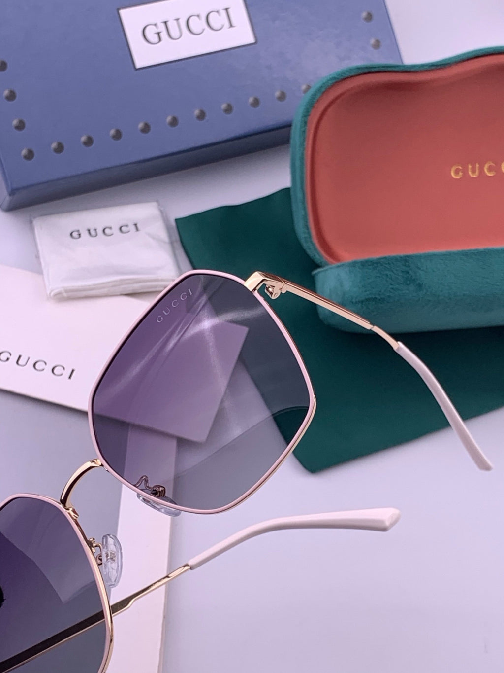 Gucci G5826 Metal Square Black Lens Sunglasses for Men & Women - 371519 - detail image 3