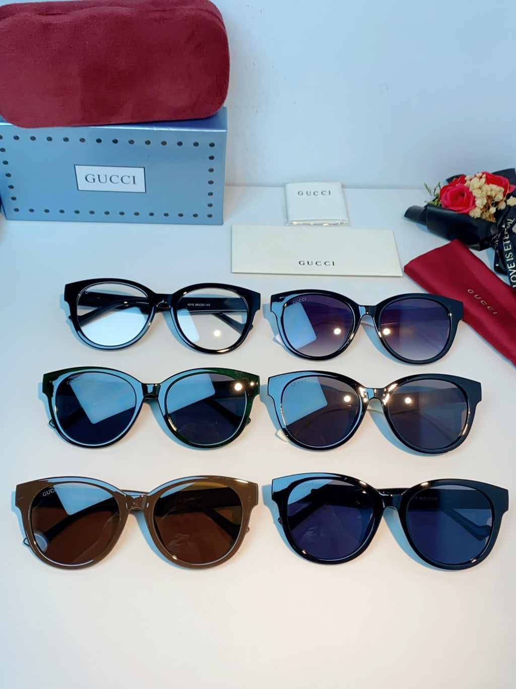 Gucci Metal Cat-Eye Blue Lens Sunglasses for Men & Women - detail image 13