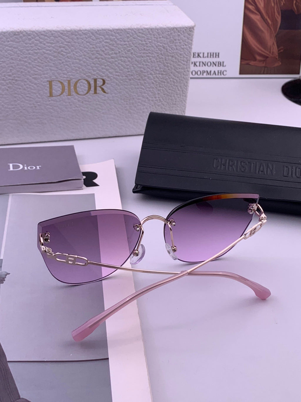 Dior CD3251 Lightweight Rimless Brown Lens Sunglasses for Women - 382371 - detail image 4