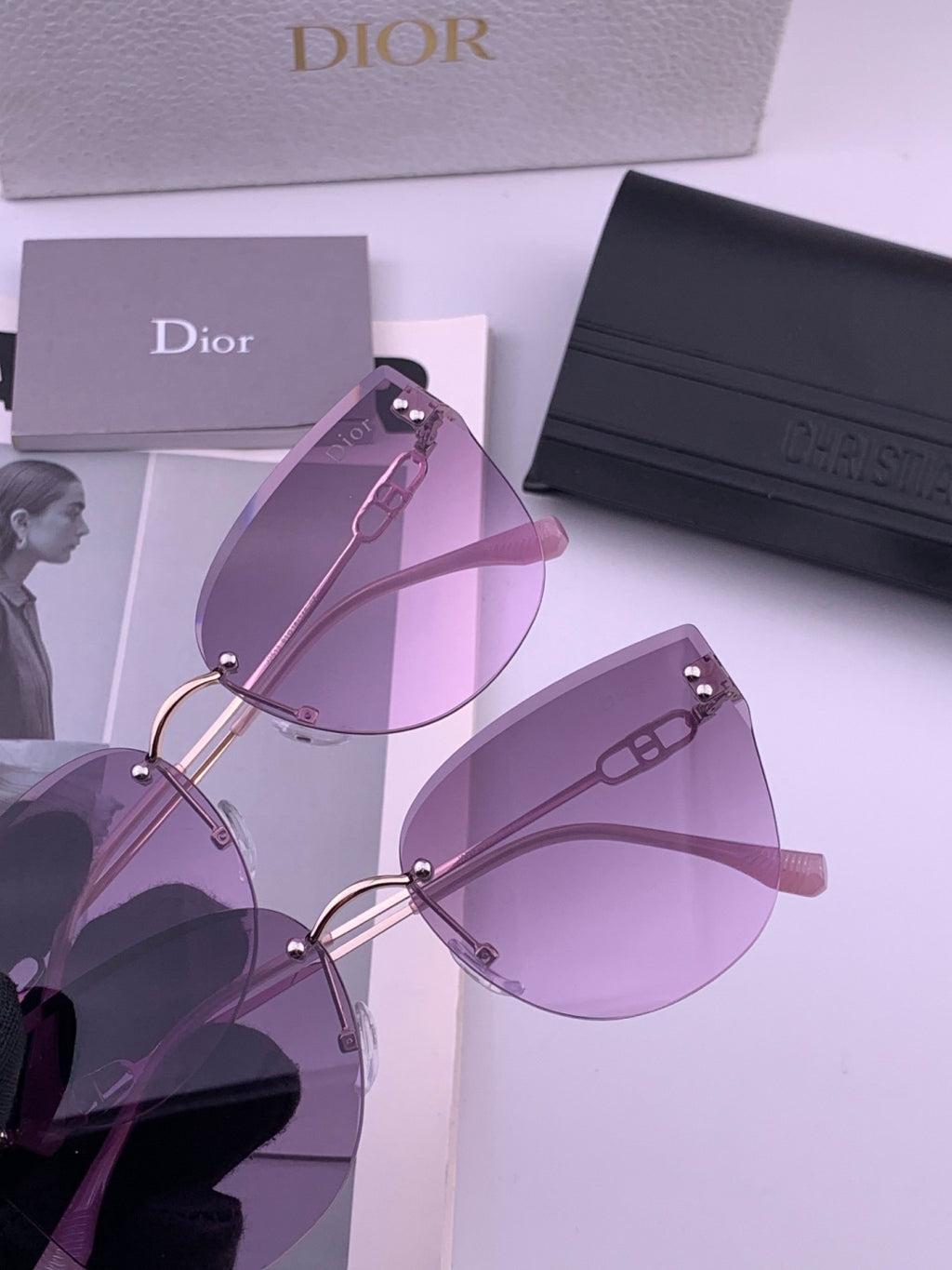 Dior CD3251 Lightweight Rimless Brown Lens Sunglasses for Women - 382371 - detail image 3