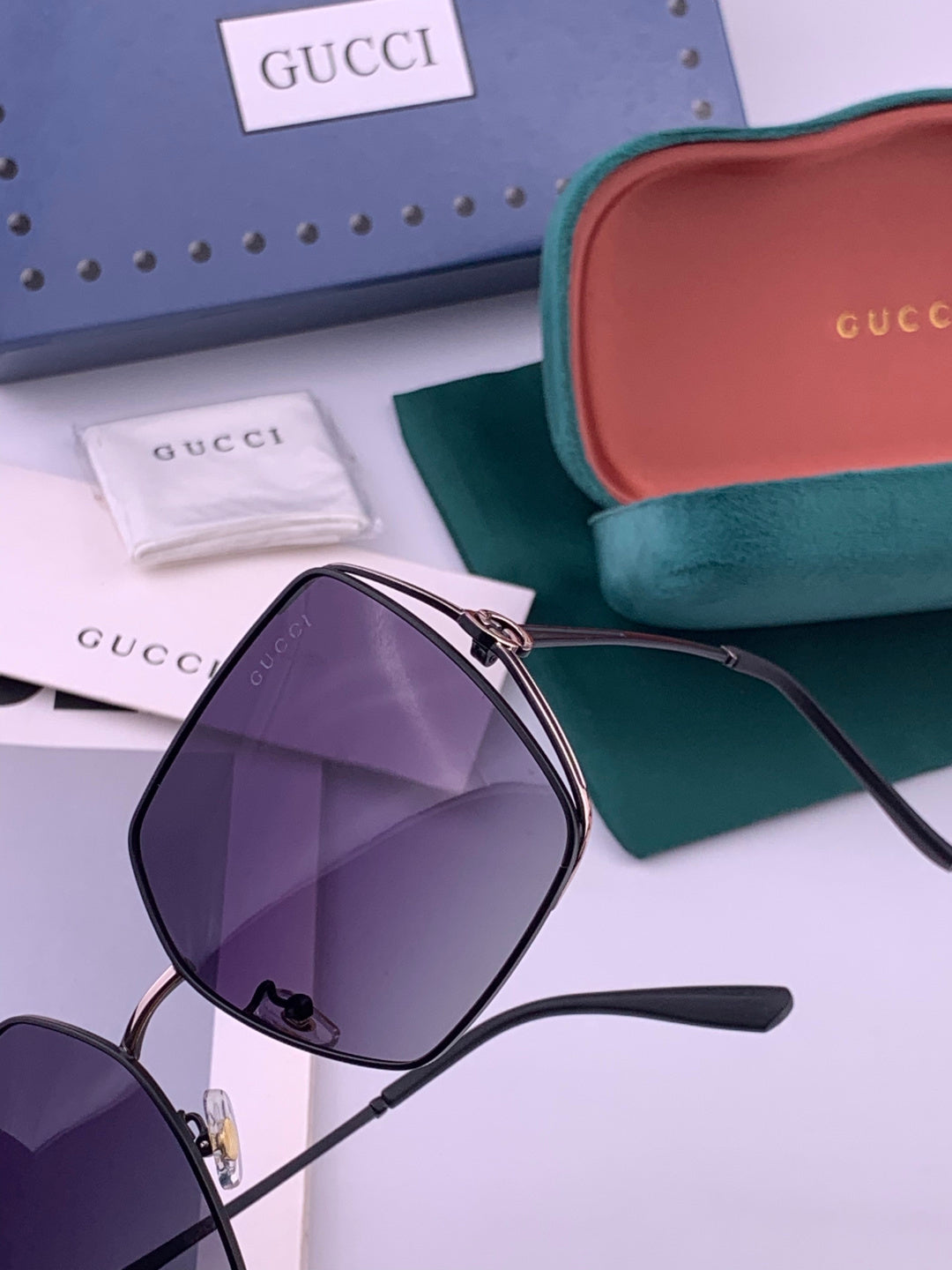 Gucci G9638 Polarized Square Black Lens Sunglasses for Women - 382121 - detail image 3