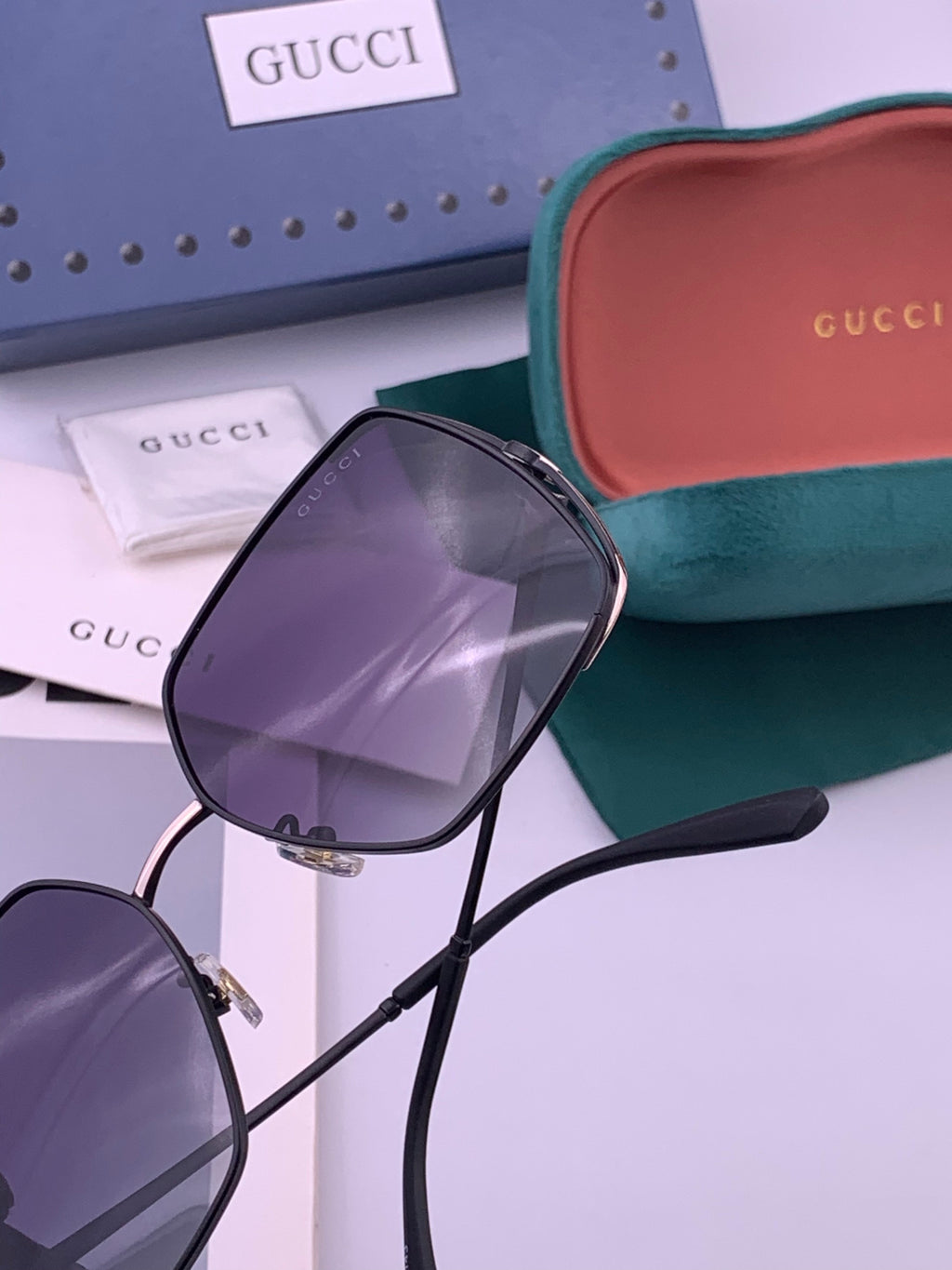 Gucci G9638 Polarized Square Black Lens Sunglasses for Women - 382121 - detail image 4