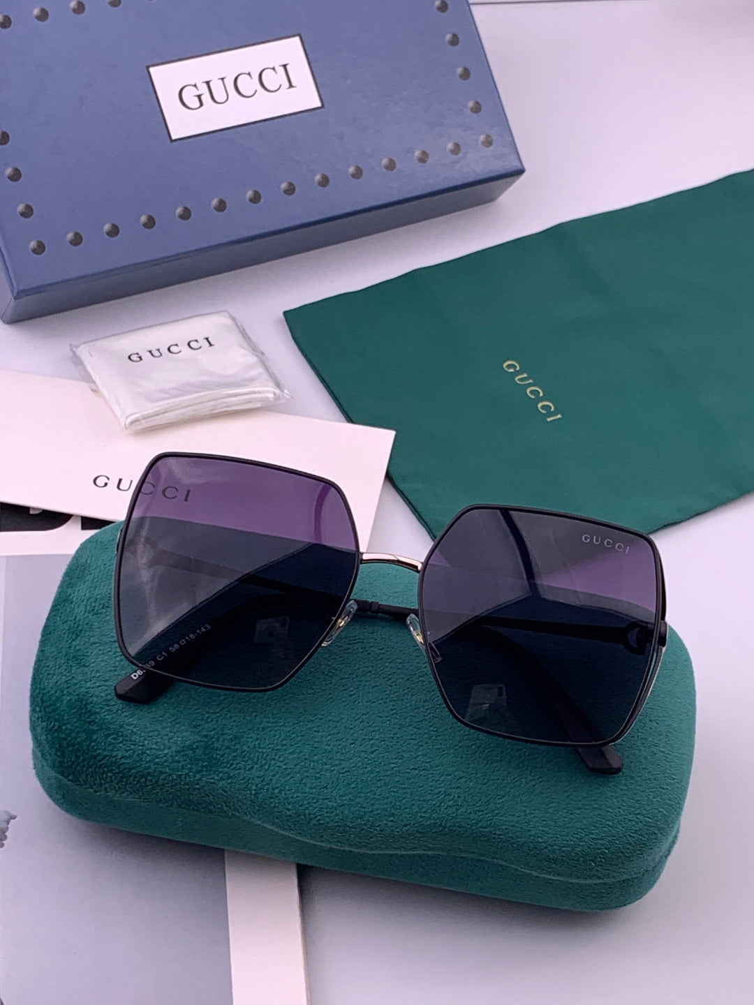 Gucci G9638 Polarized Square Black Lens Sunglasses for Women - 382121 - detail image 7