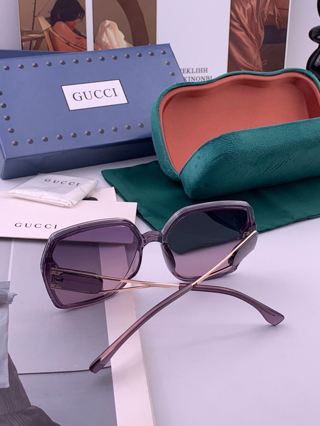 Gucci G9356 Polarized Round Purple Lens Sunglasses for Women - 382097 - detail image 6
