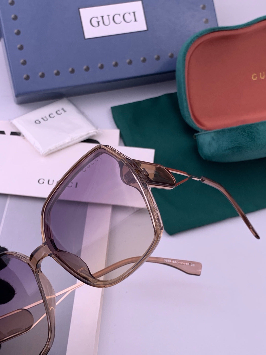Gucci G9356 Polarized Round Blue Lens Sunglasses for Women - 382099 - detail image 3