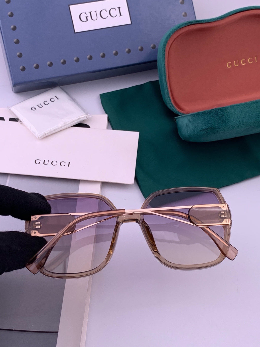 Gucci G9356 Polarized Round Blue Lens Sunglasses for Women - 382099 - detail image 4