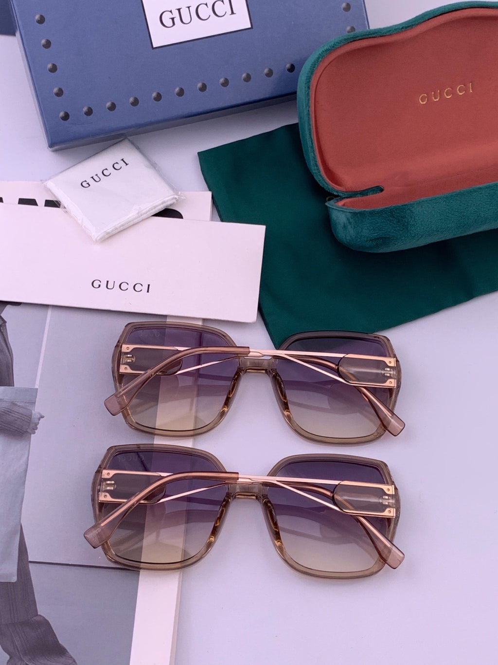 Gucci G9356 Polarized Round Blue Lens Sunglasses for Women - 382099 - detail image 7