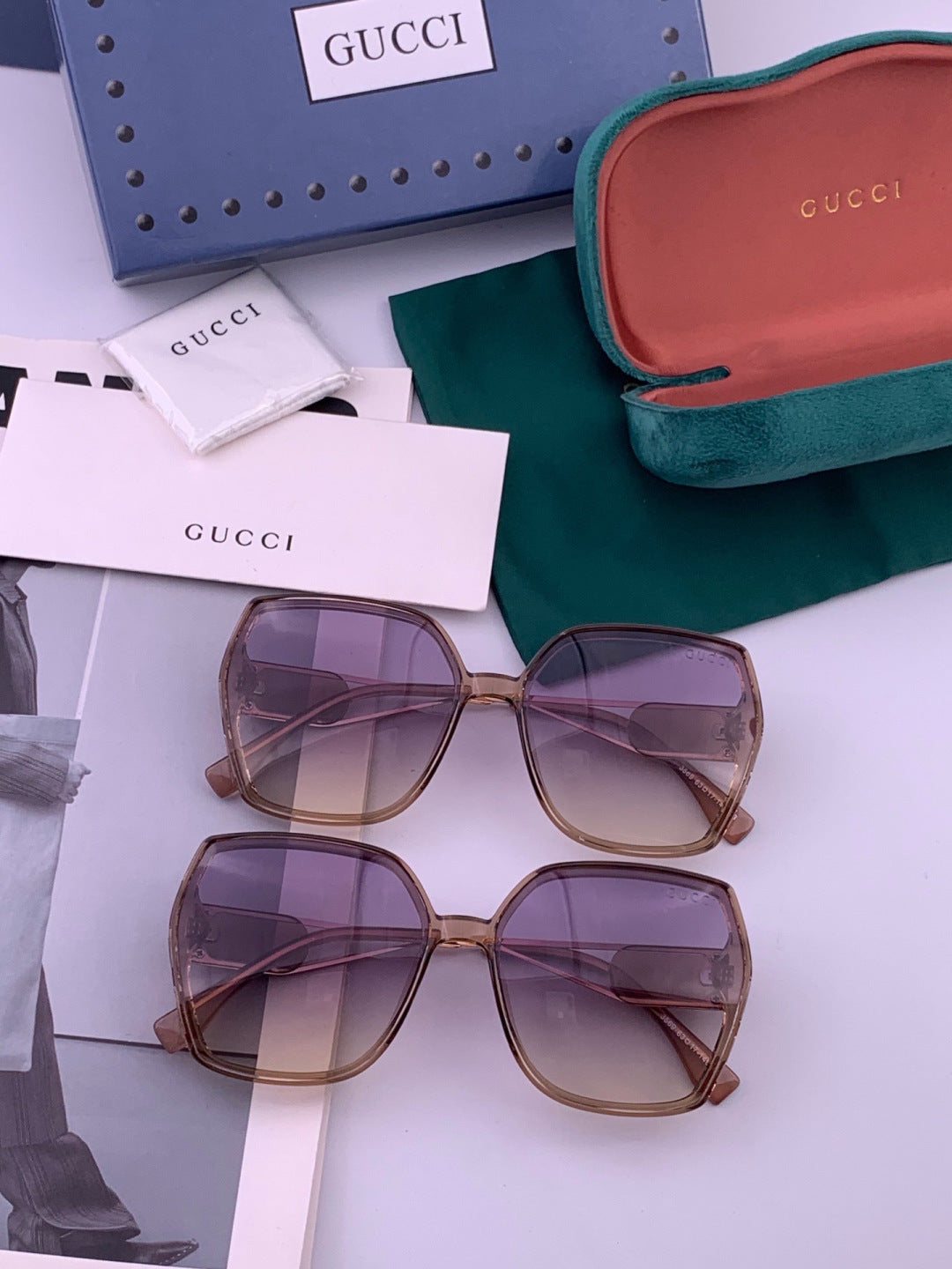 Gucci G9356 Polarized Round Blue Lens Sunglasses for Women - 382099 - detail image 8