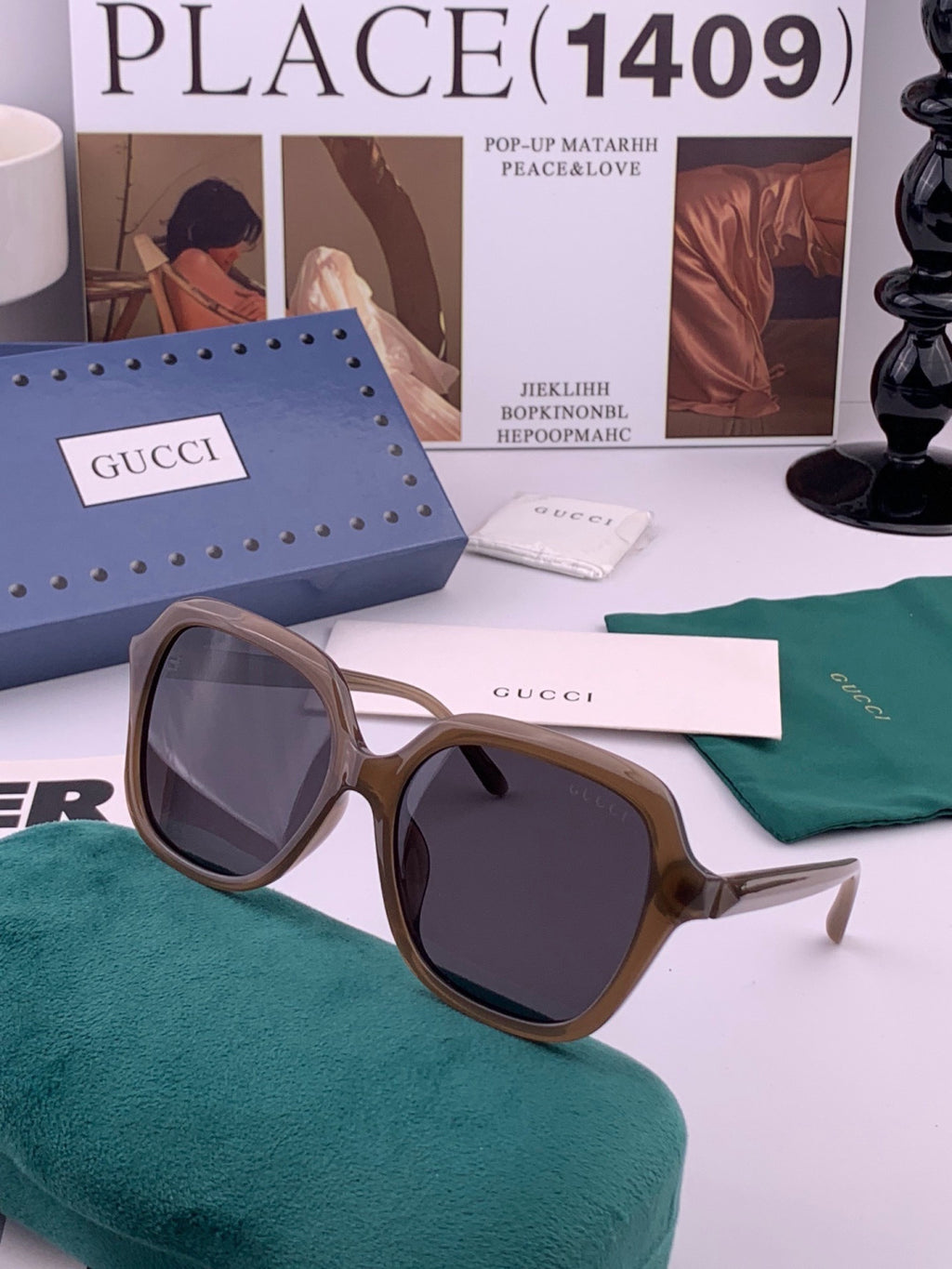 Gucci G1821 Polarized Square Black Lens Sunglasses for Women - 382103 - detail image 4