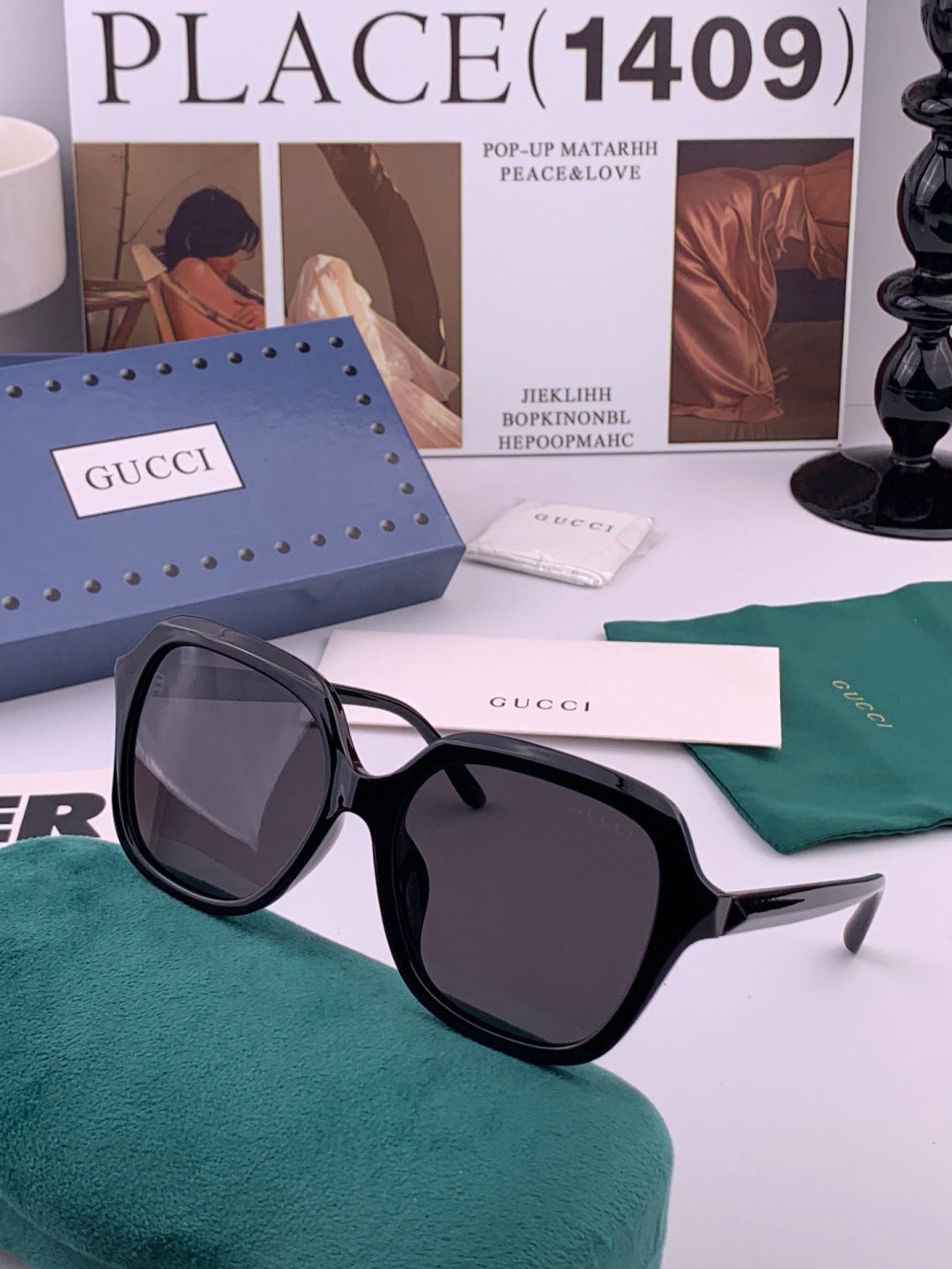 Gucci G1821 Polarized Square Black Lens Sunglasses for Women - 382103 - detail image 3