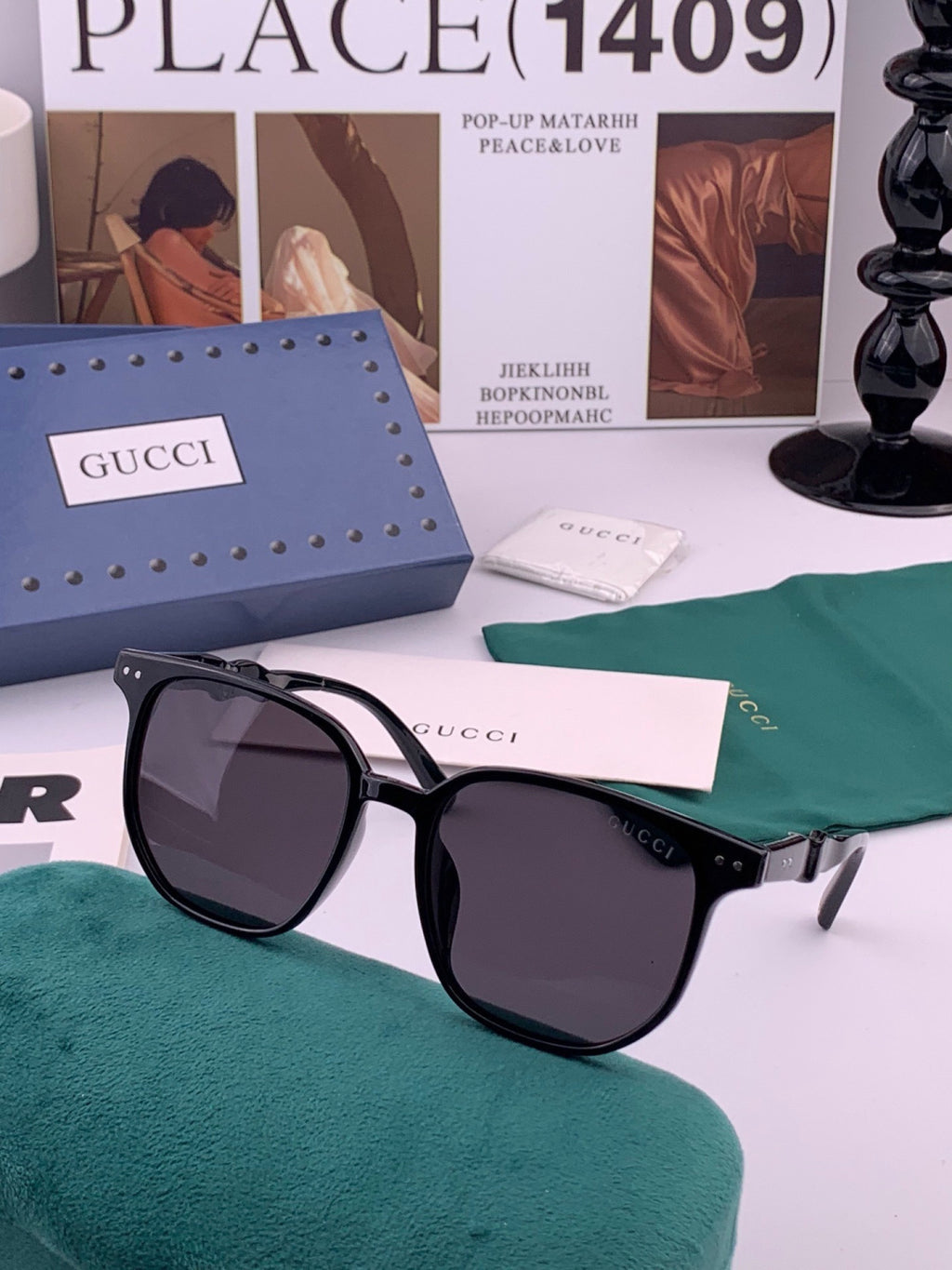 Gucci G0613 Polarized Square Black Lens Sunglasses for Women - 382075 - detail image 3