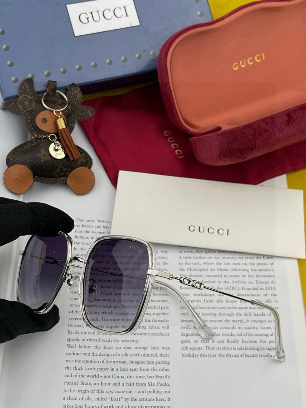 Gucci G5822 Polarized Oversized Red Lens Sunglasses for Men & Women - detail image 5